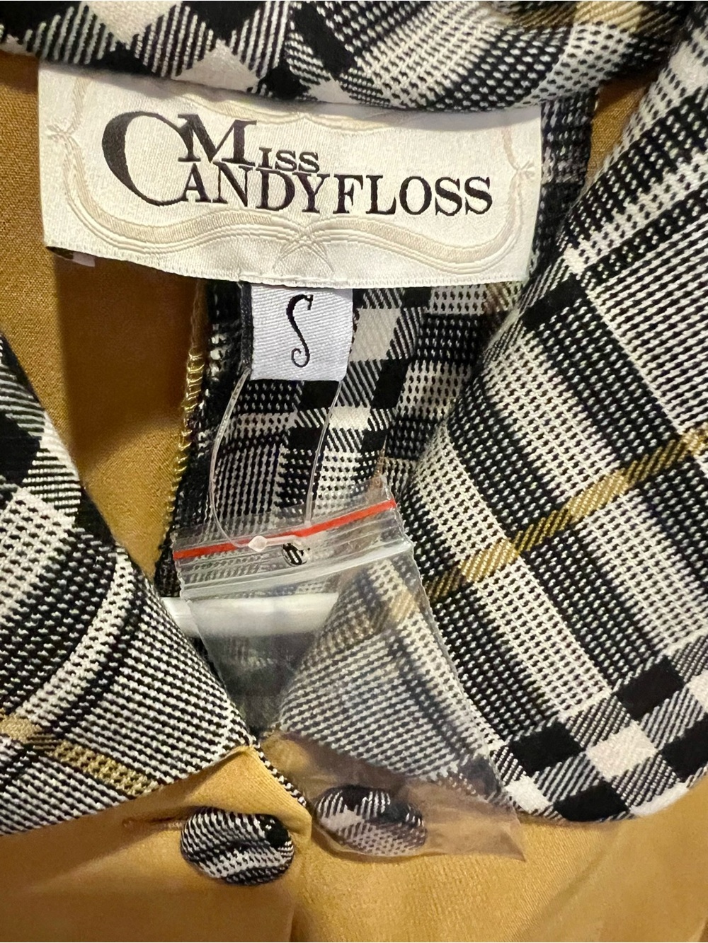 Miss Candyfloss Goldenrod Black & White Plaid Accent Dresd